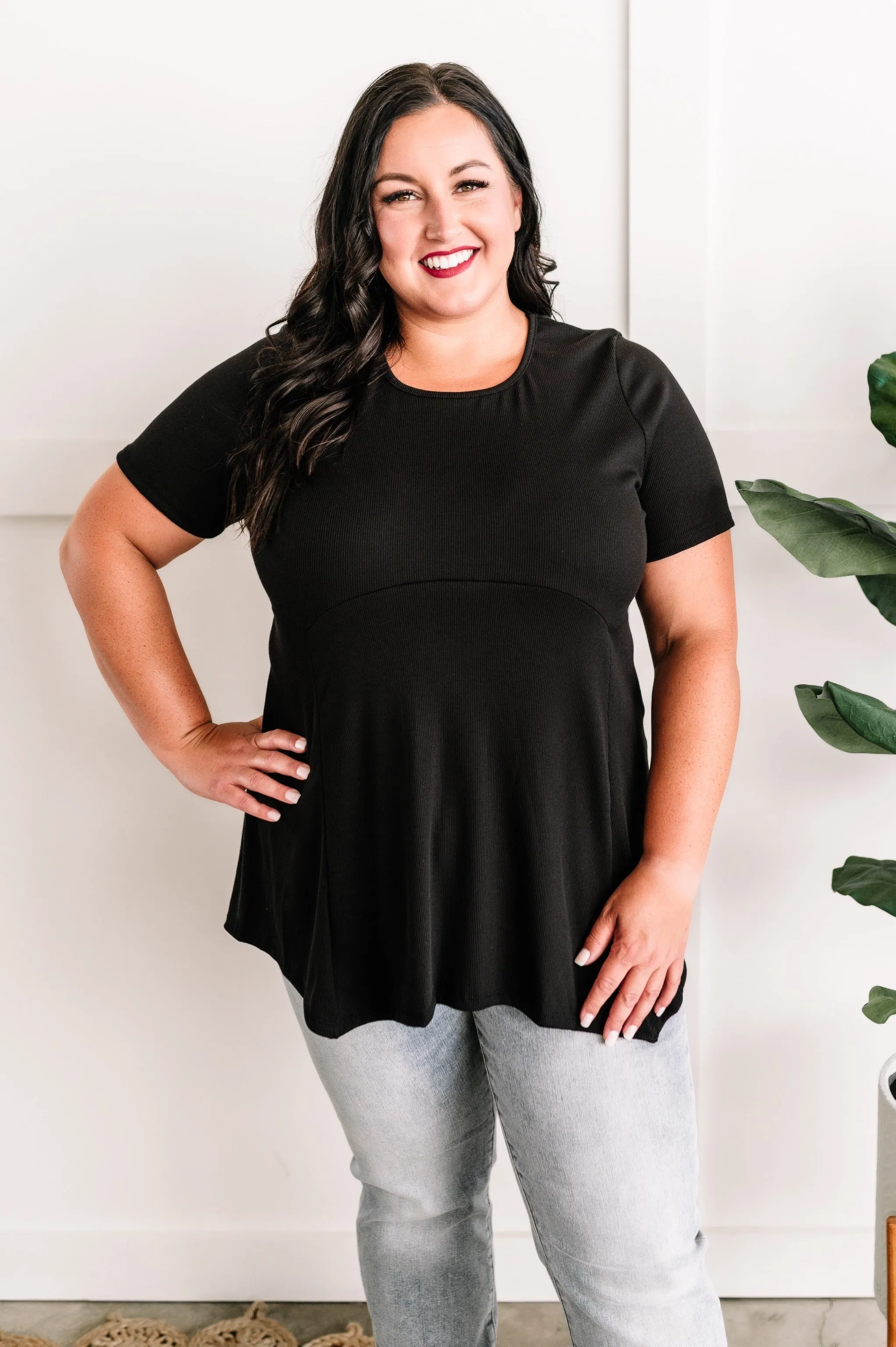 A Line Tunic Top With Flattering Seam Lines In Deep Black 11.21