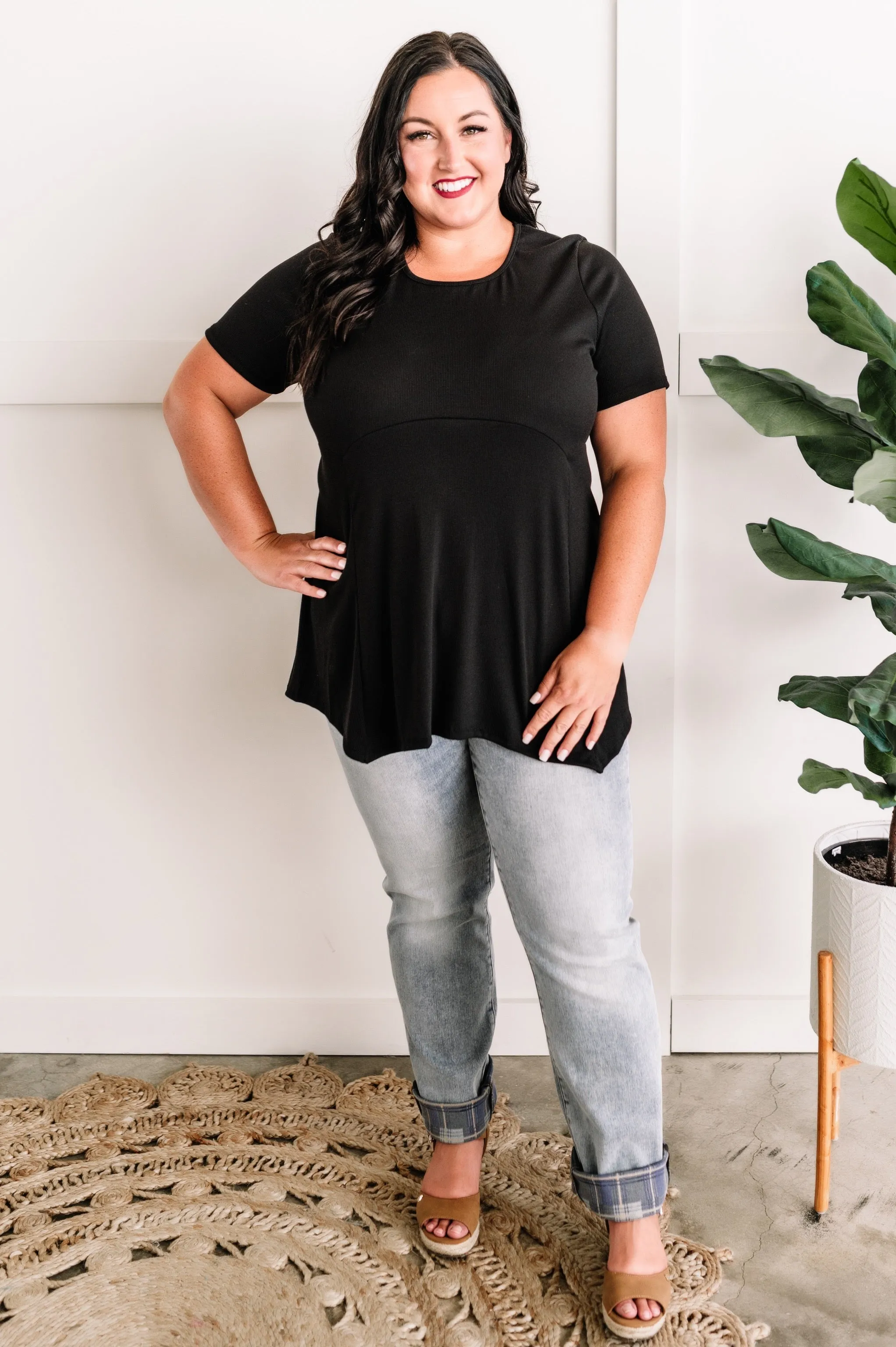 A Line Tunic Top With Flattering Seam Lines In Deep Black 11.21