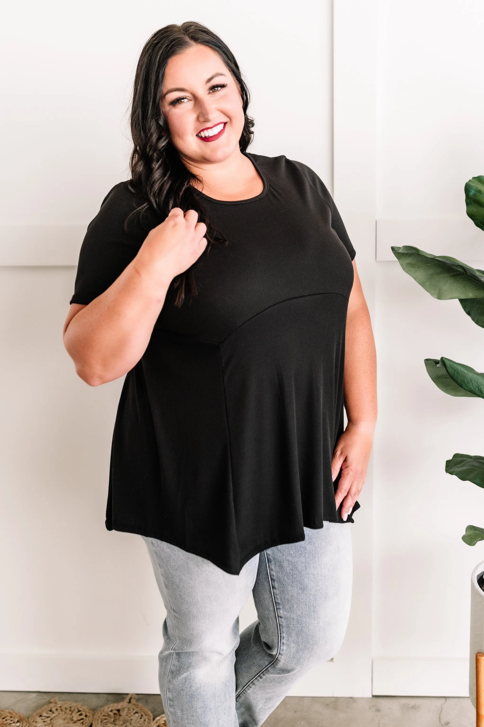 A Line Tunic Top With Flattering Seam Lines In Deep Black 11.21