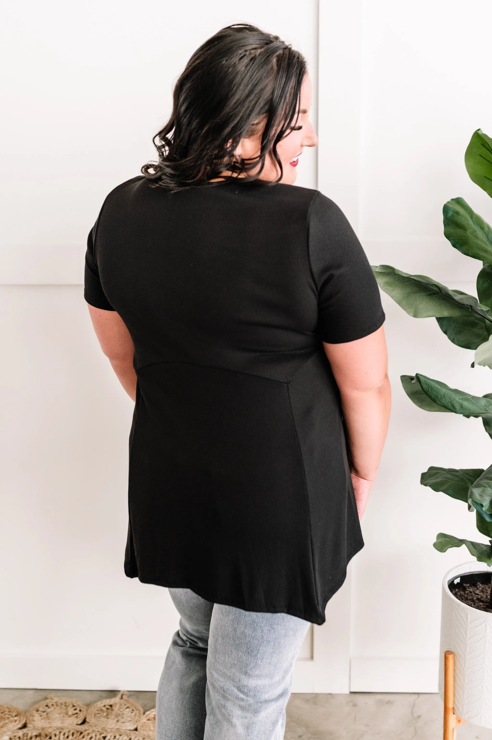 A Line Tunic Top With Flattering Seam Lines In Deep Black 11.21