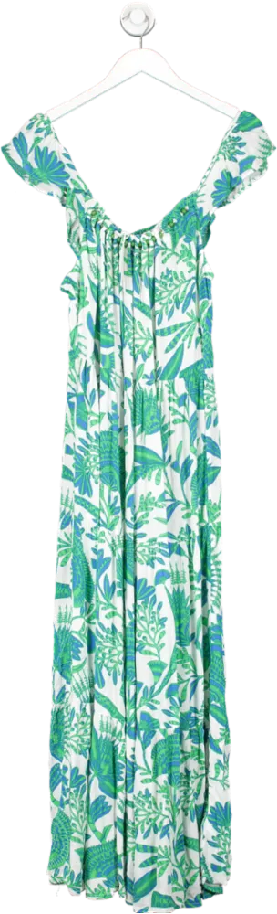 Accessorize White Cotton Leaf Print Beach Dress UK L