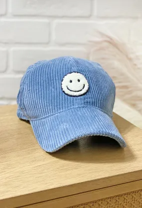 All Smiles Corduroy Hat in Dusty Blue