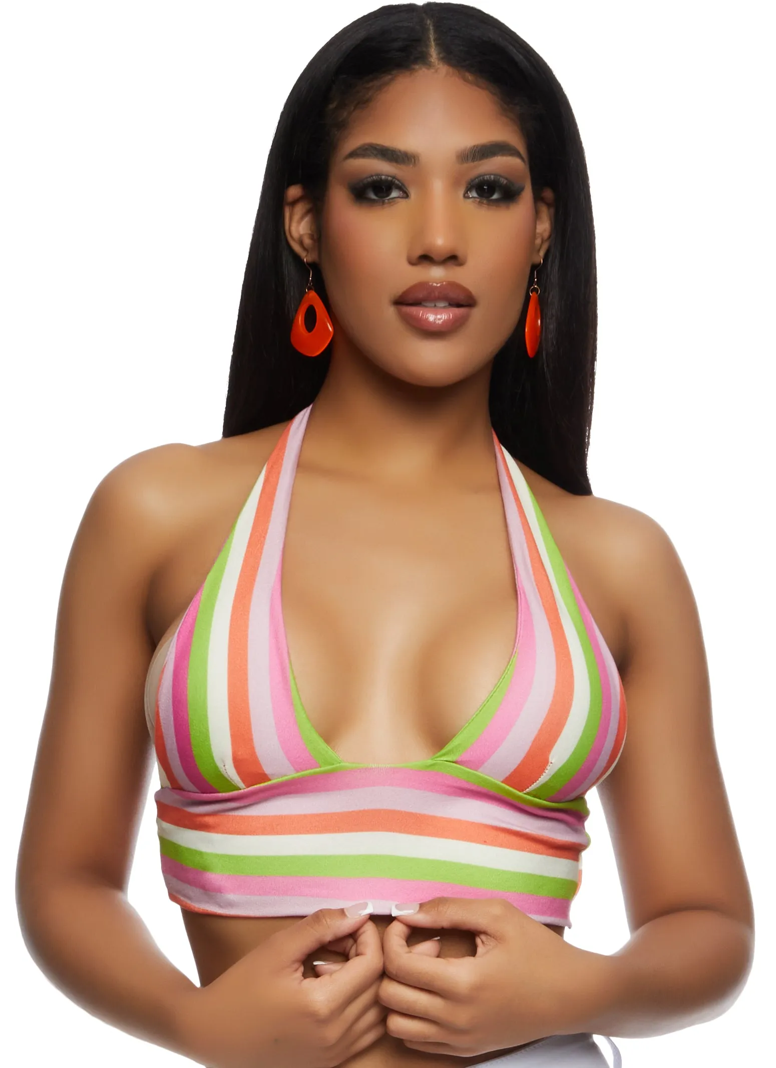 Almost Famous Plunge Halter Crop Top