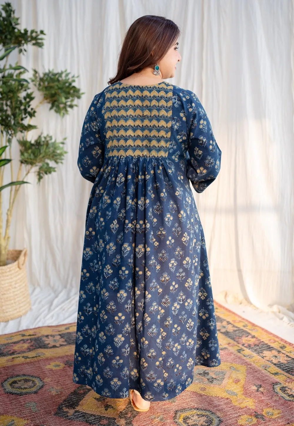 Amaira Ajrakh Cotton Hand Embroidered Kurta