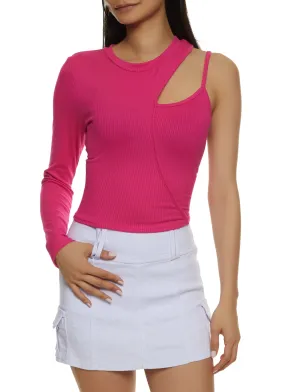 Asymmetrical Cut Out One Shoulder Top