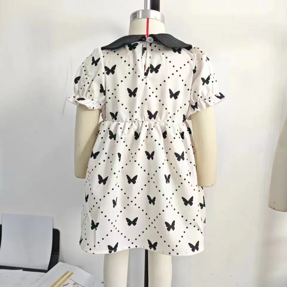 Baby Kid Girls Butterfly Print Dresses Wholesale 24030170