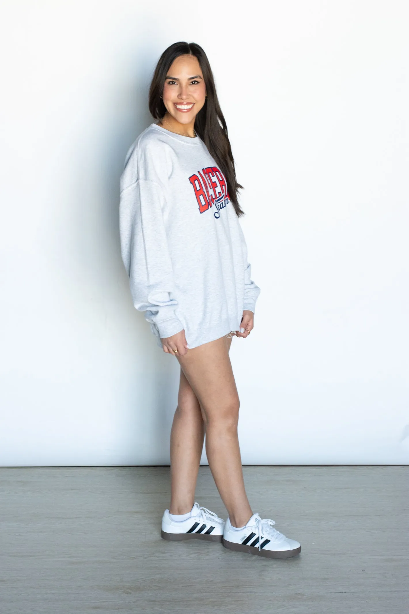 Baseball Season Grey Graphic Sweatshirt