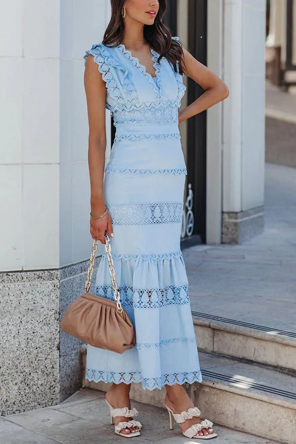 Be The One Crochet Lace Tiered Midi Dress