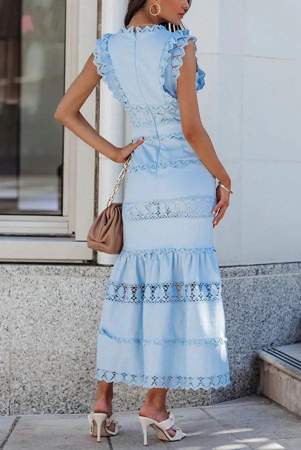 Be The One Crochet Lace Tiered Midi Dress