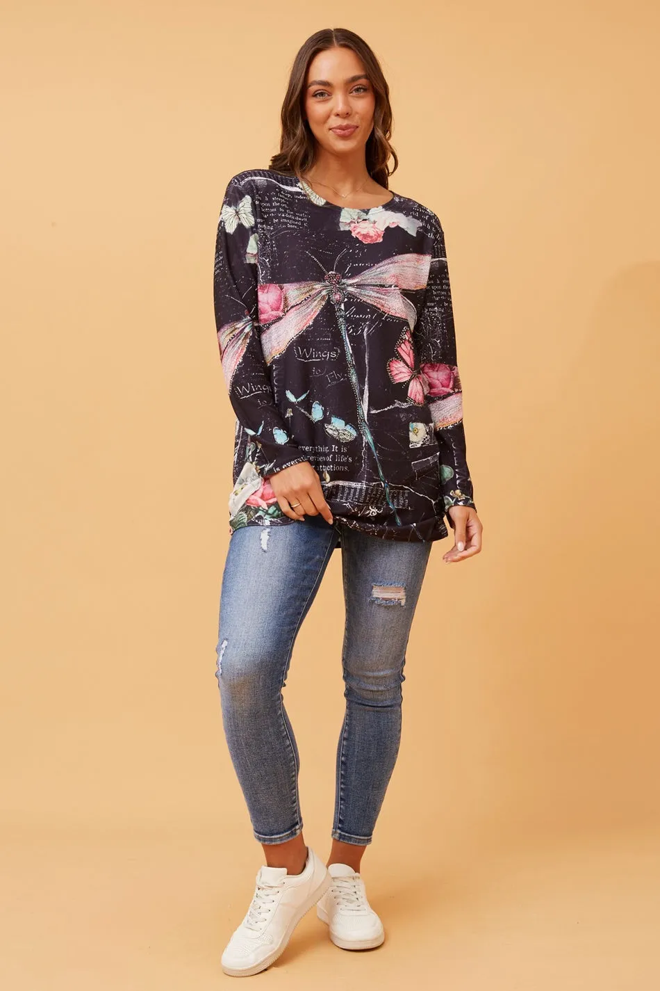 BEAU DRAGONFLY PRINT TOP