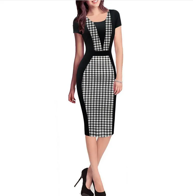 Black & White Contoured Sheath Dress