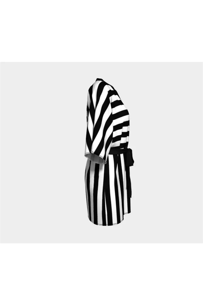 Black & White Striped Kimono Robe