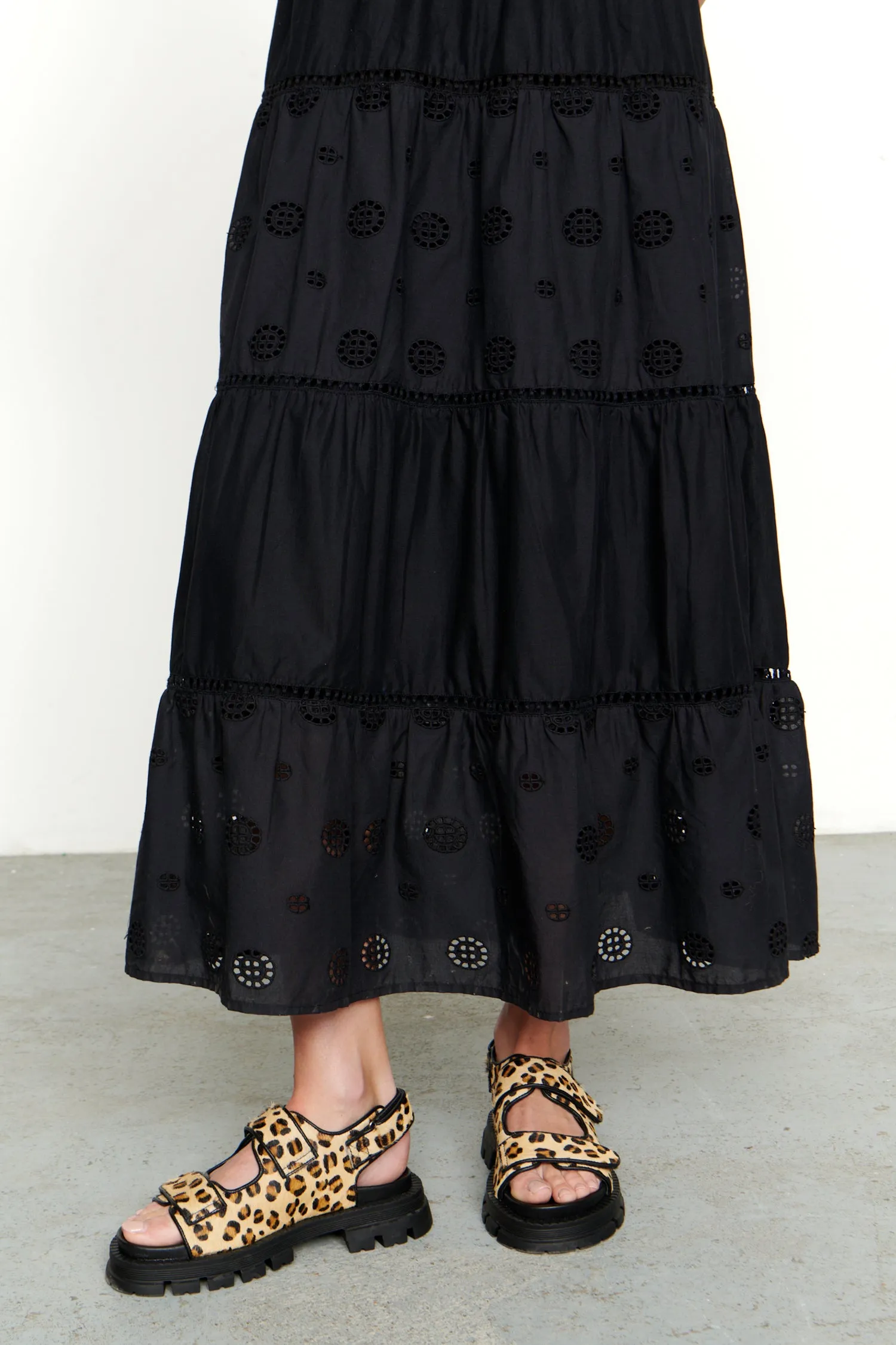 Black Broderie Smock Dress