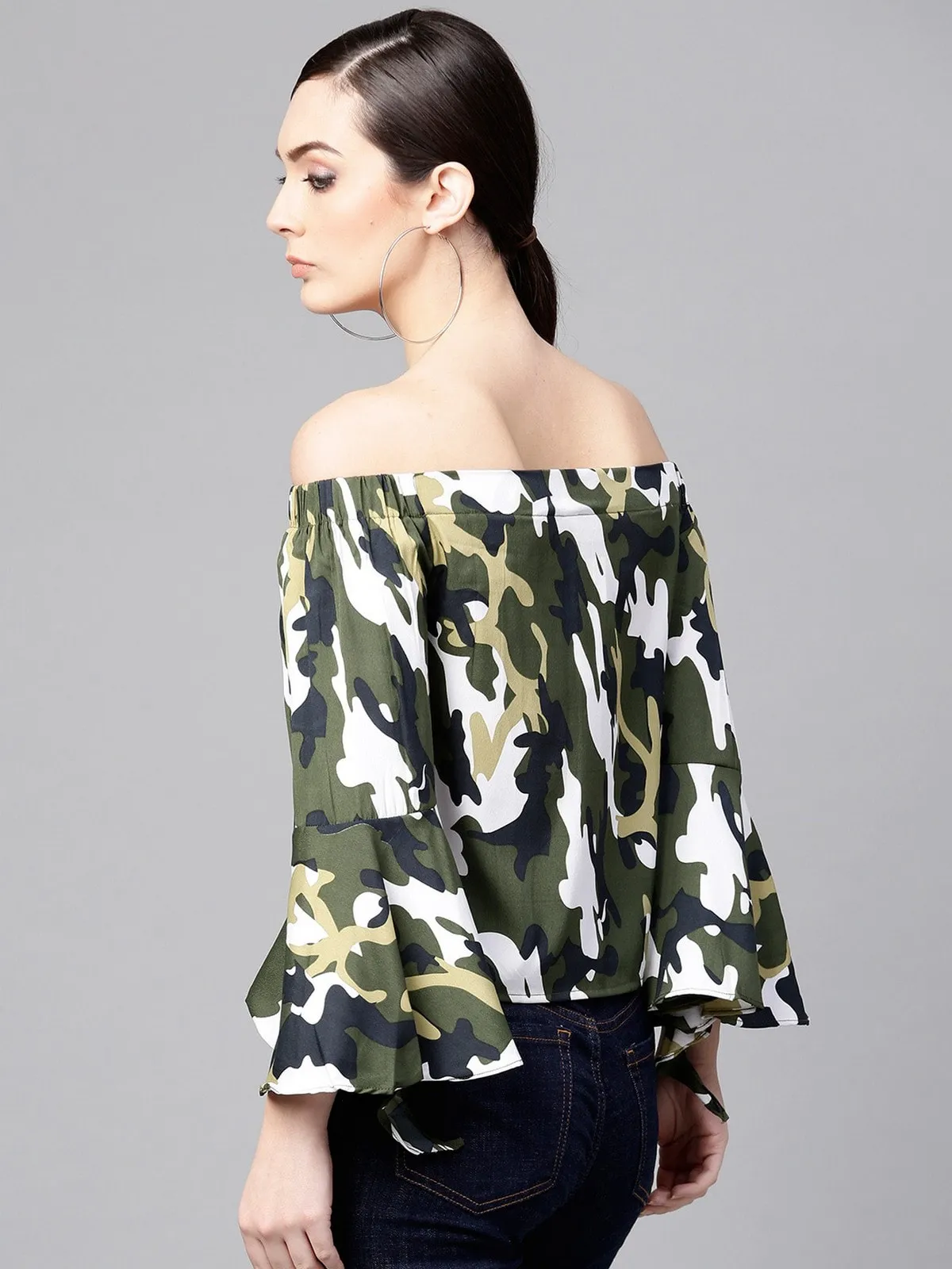 Camaouflage Off-Shoulder Top