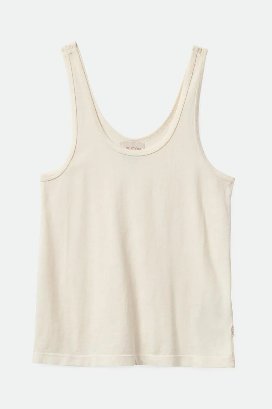 Carefree Organic Garment Dyed Scoop Neck Tank - White Smoke