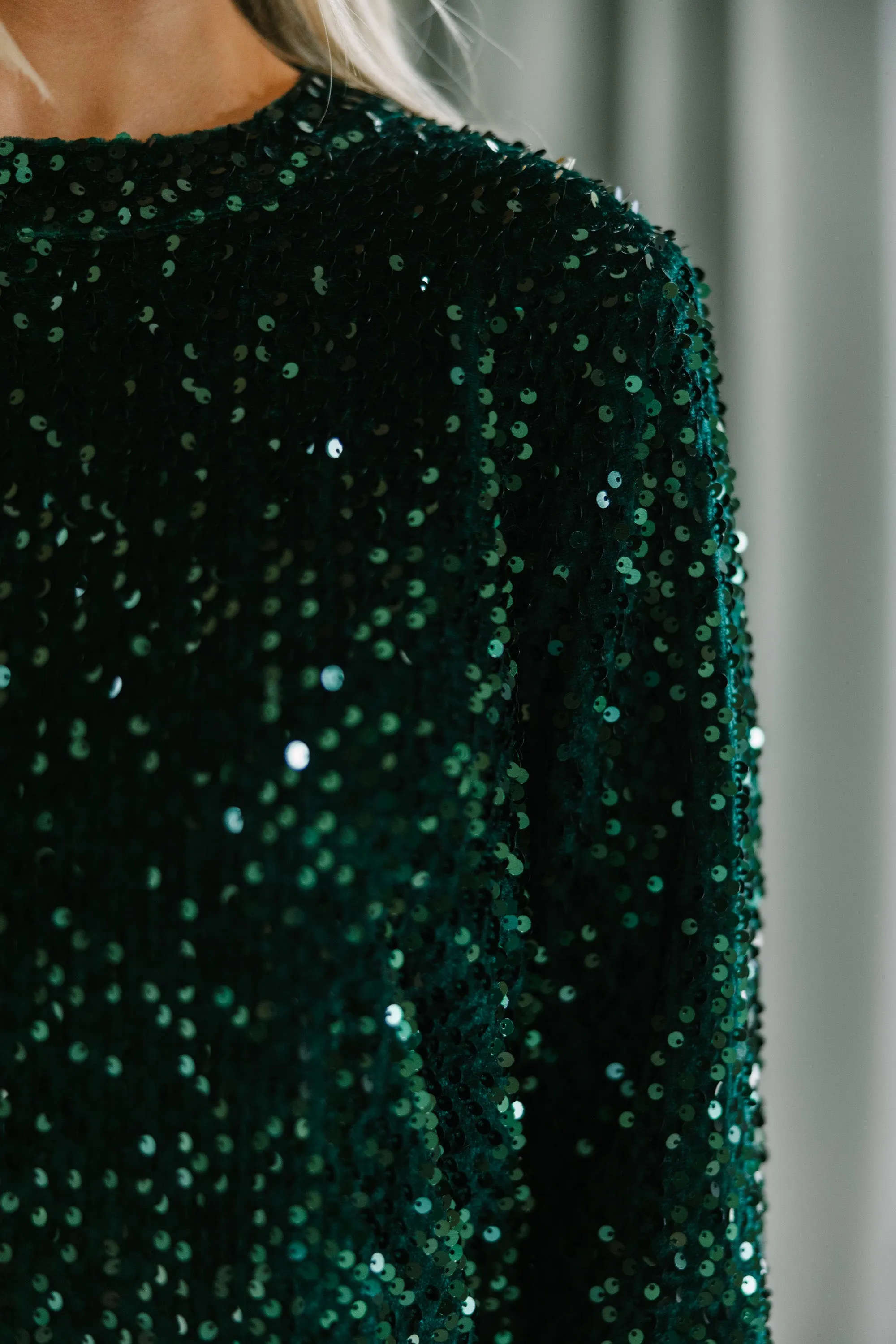 City Lights Emerald Green Sequin Dress