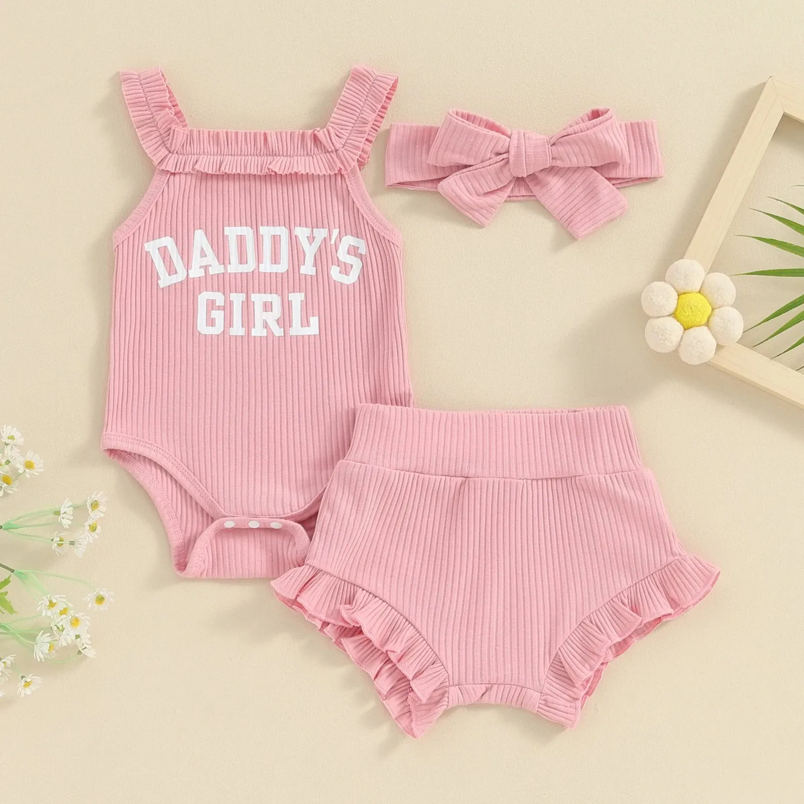 DADDY'S GIRL Ribbed Ruffle Outfit