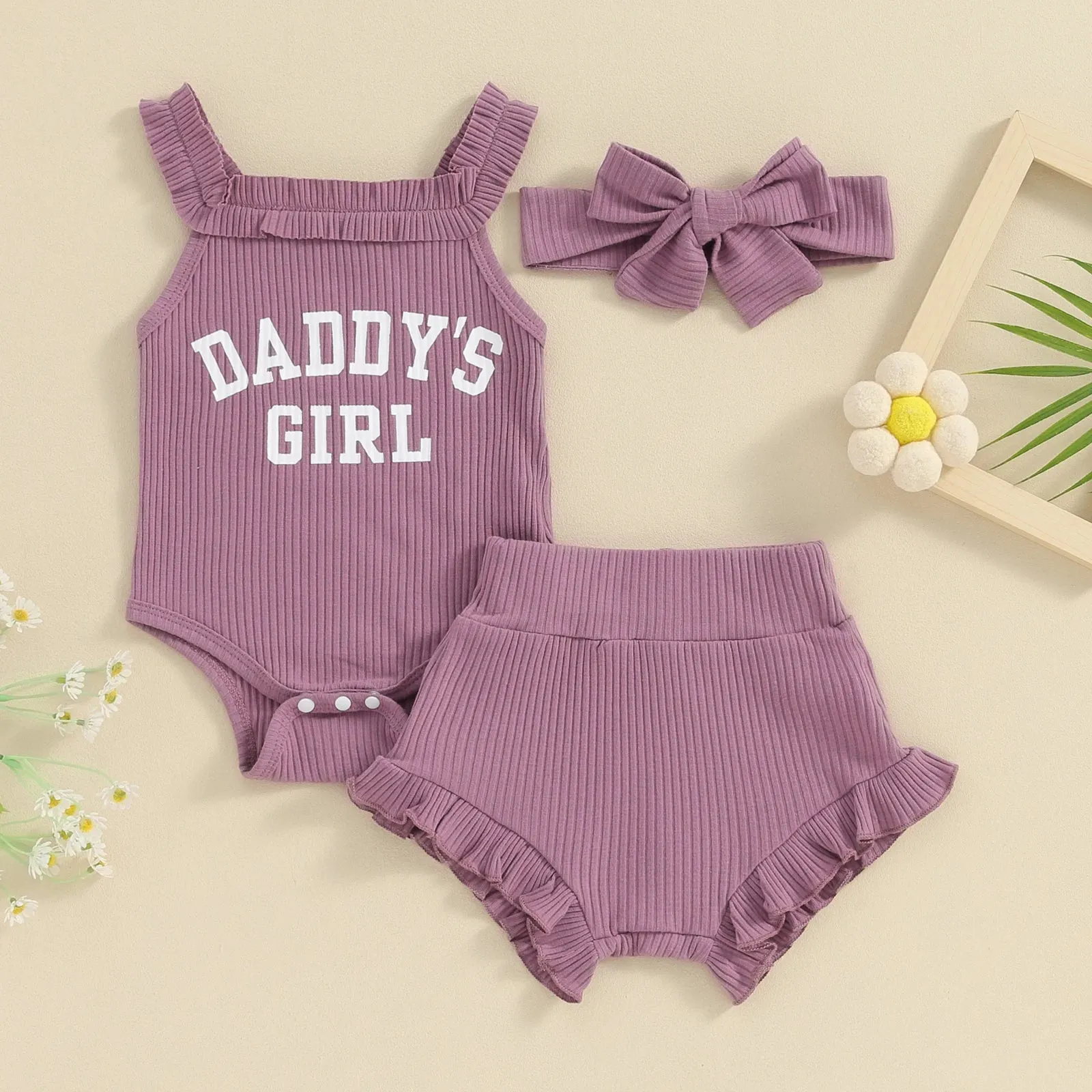 DADDY'S GIRL Ribbed Ruffle Outfit