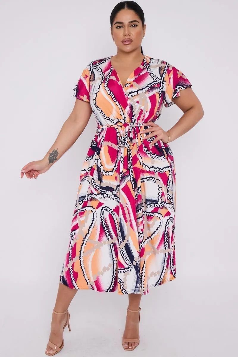 Dani Faux Wrap Dress in Cerise