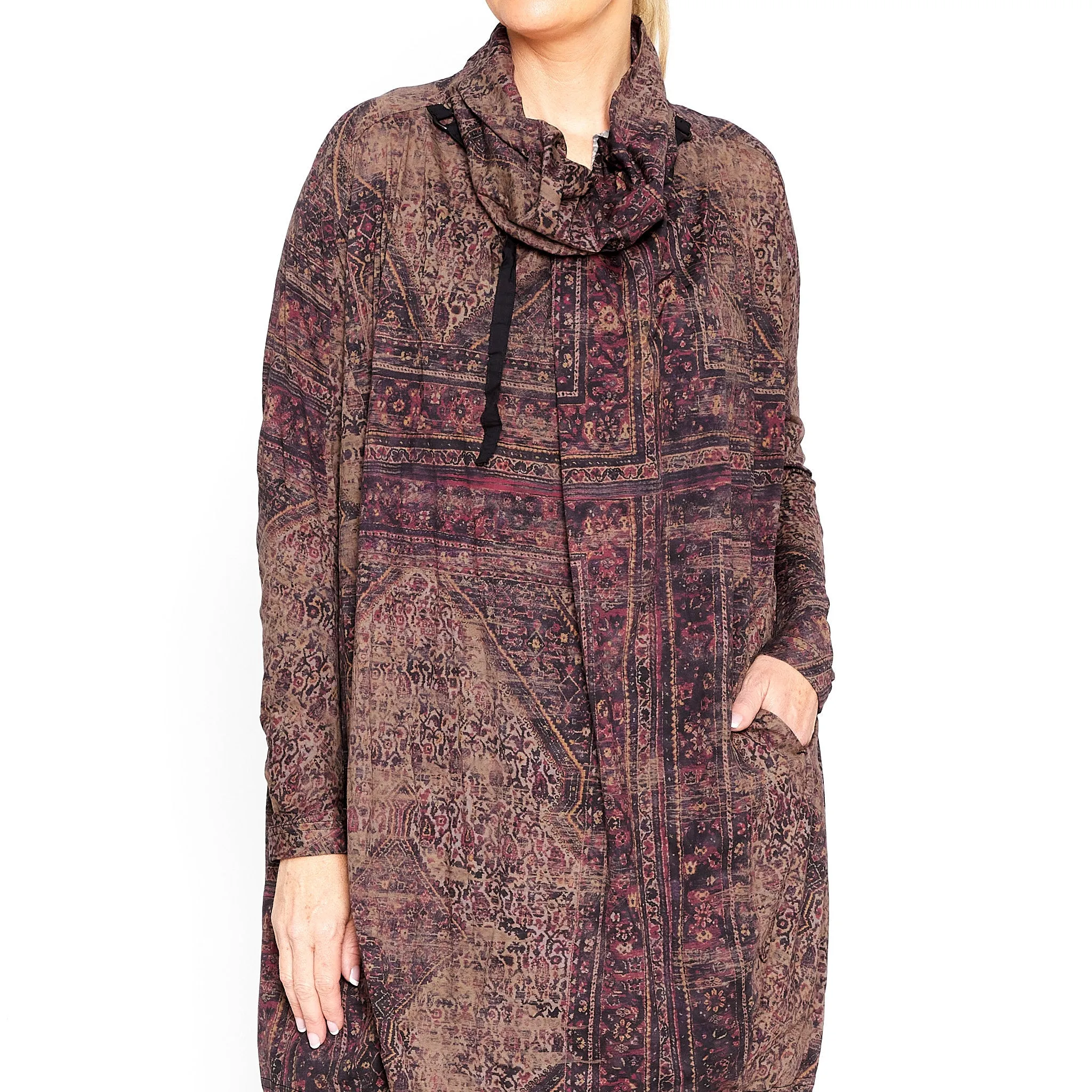 DIP-258-0901 Tie Neck Tunic in Lava