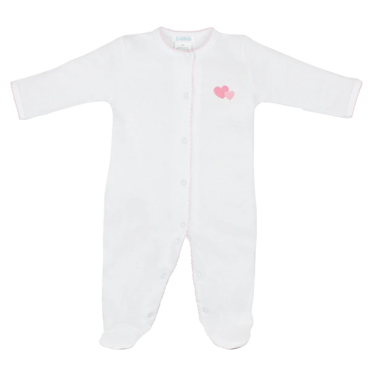 Double Love Embroidery Footie | Baby Girl