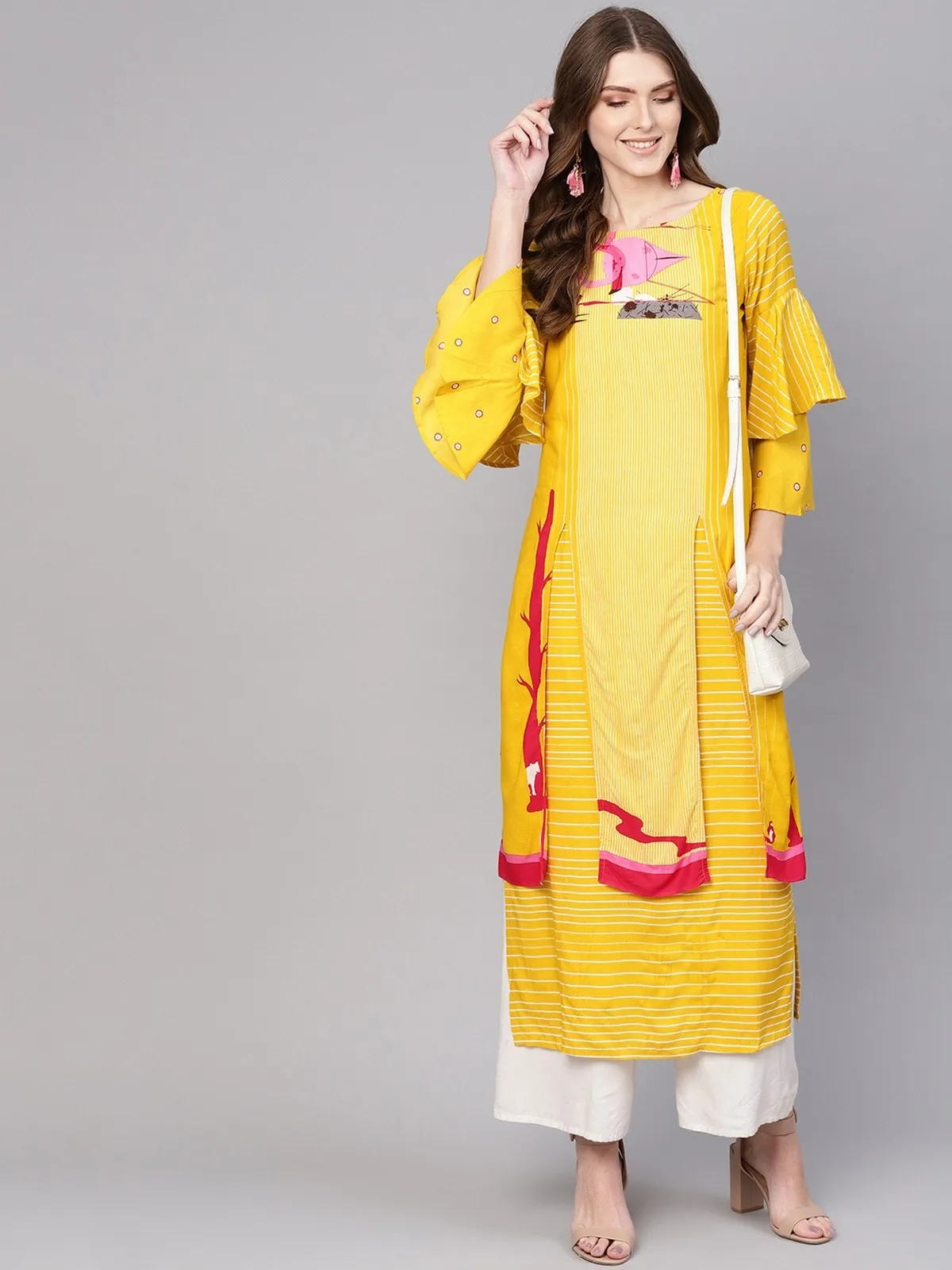 Embroidered Flamingo Kurta