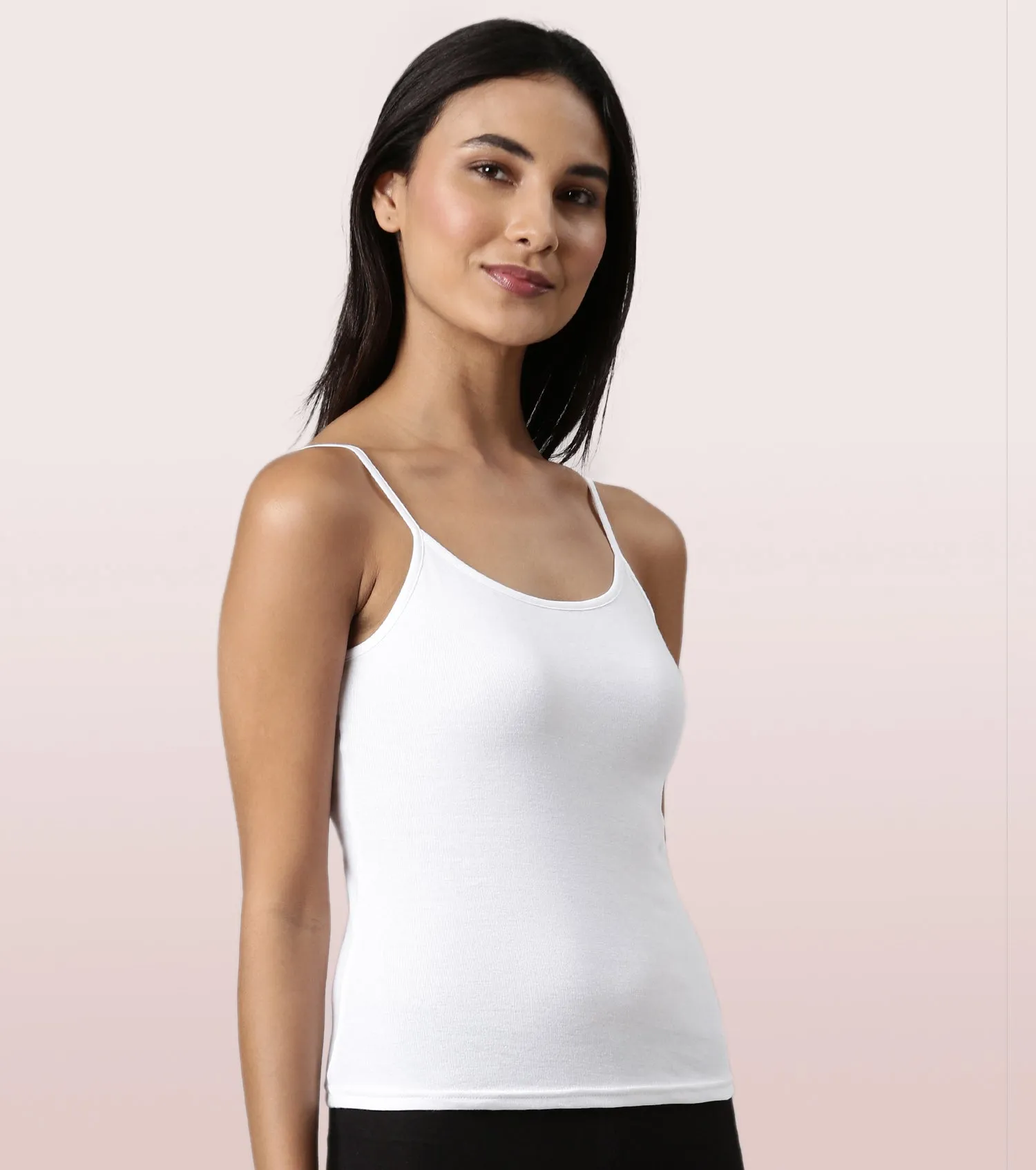 Enamor E016  Flat Back Slim Fit Rib Camisole With Regular Length Regular Length