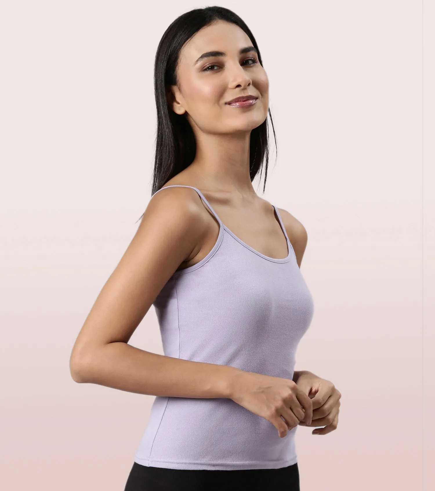 Enamor E016  Flat Back Slim Fit Rib Camisole With Regular Length Regular Length