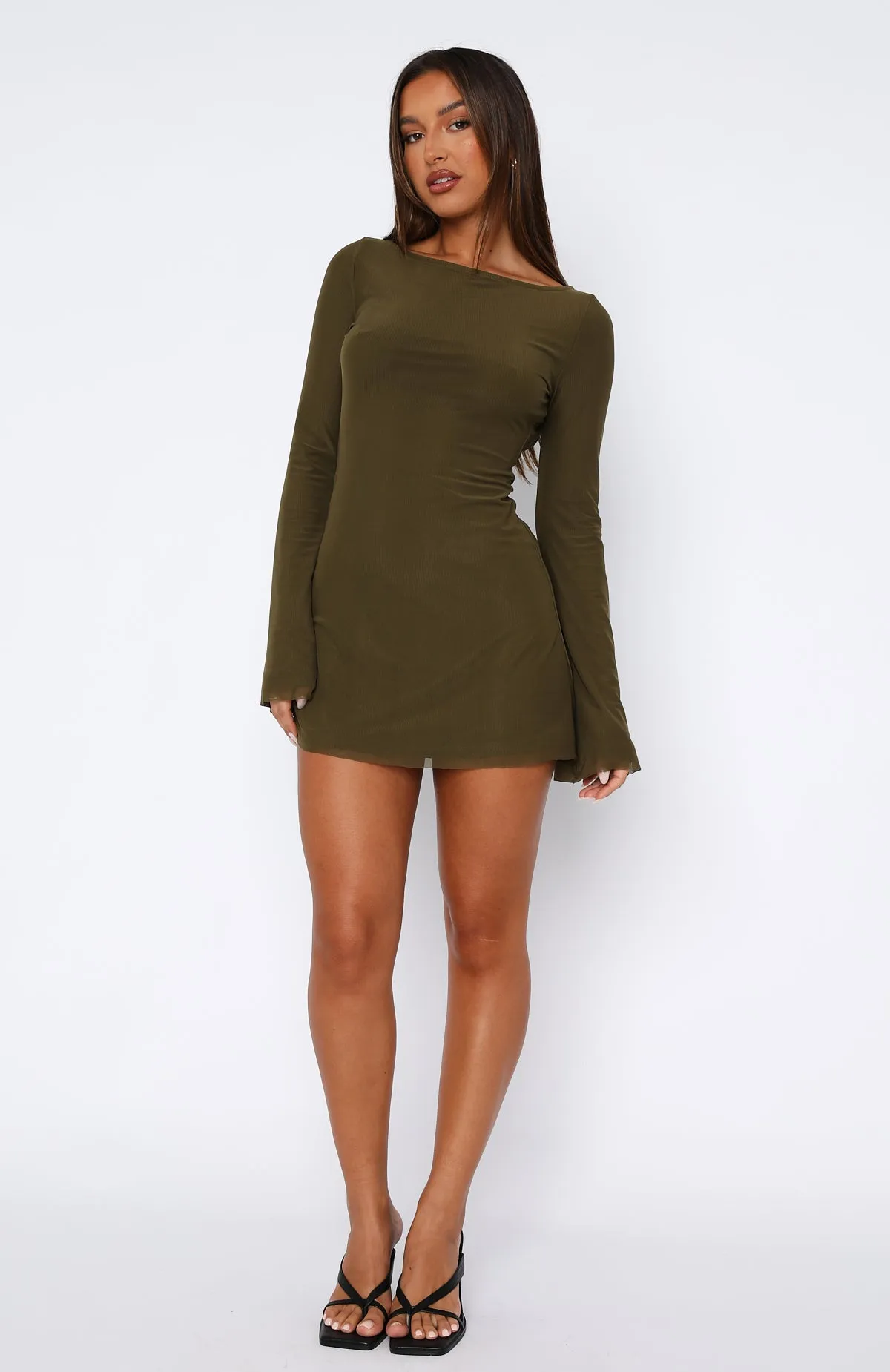 Excuse Me Miss Long Sleeve Mini Dress Olive