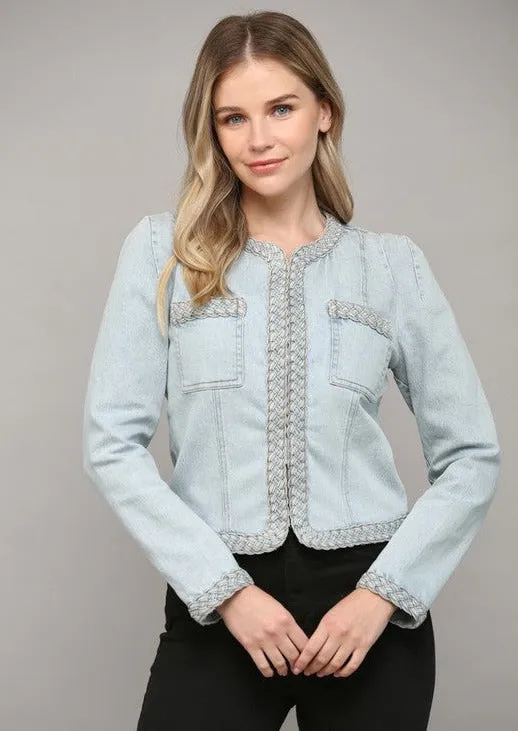 FINAL SALE - Braided Light Denim Jacket