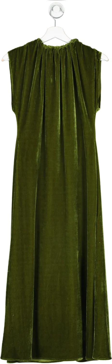 FLORERE Green Tie Back Velvet Dress UK 8