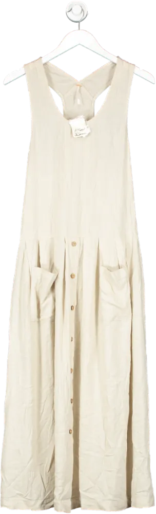 Free People Beige Run Away With Me Maxi Dress UK XS