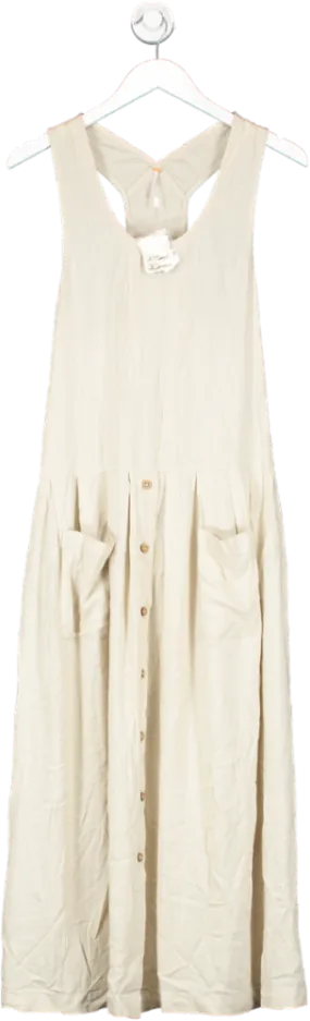 Free People Beige Run Away With Me Maxi Dress UK XS