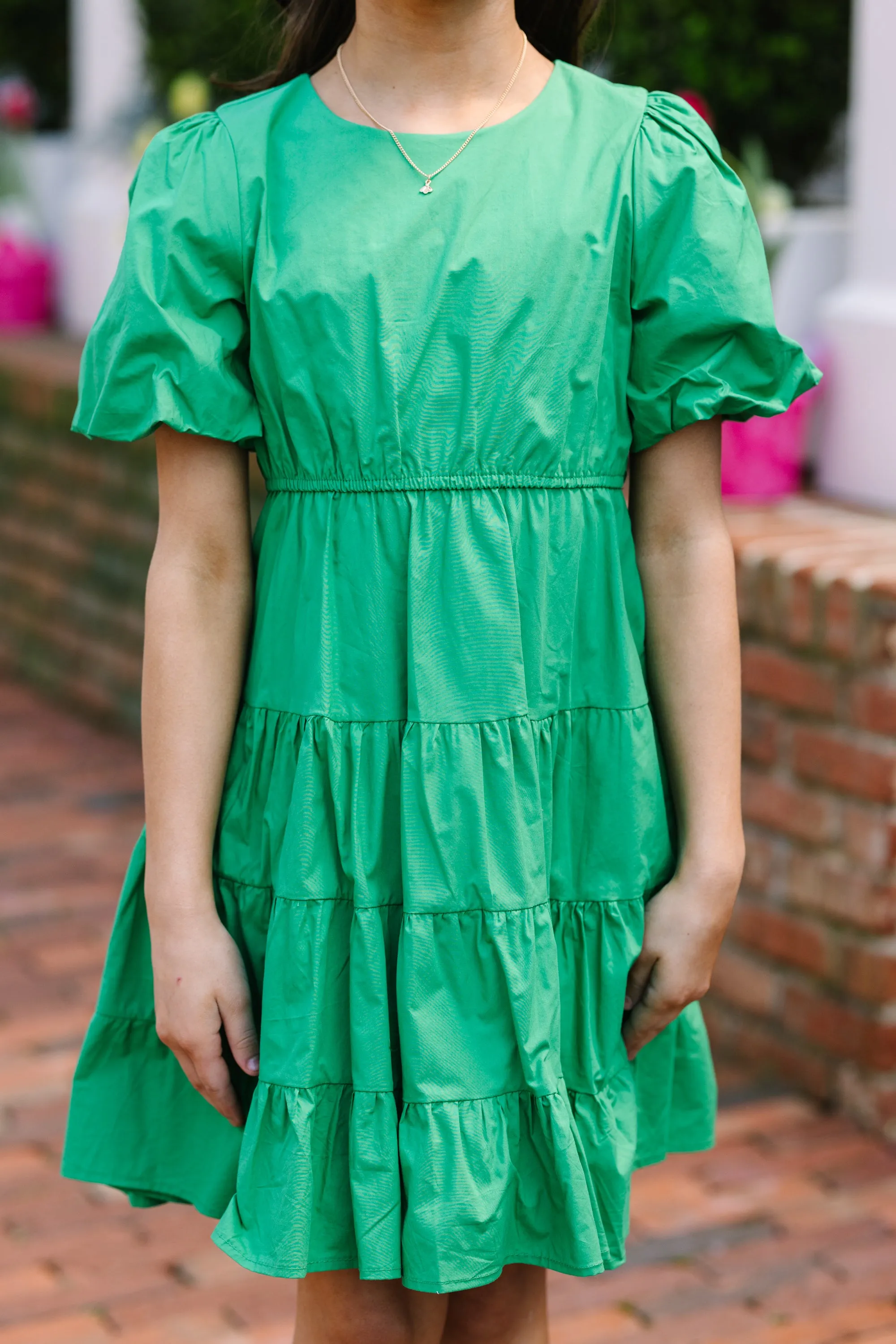 Girls: All True Kelly Green Tiered Dress