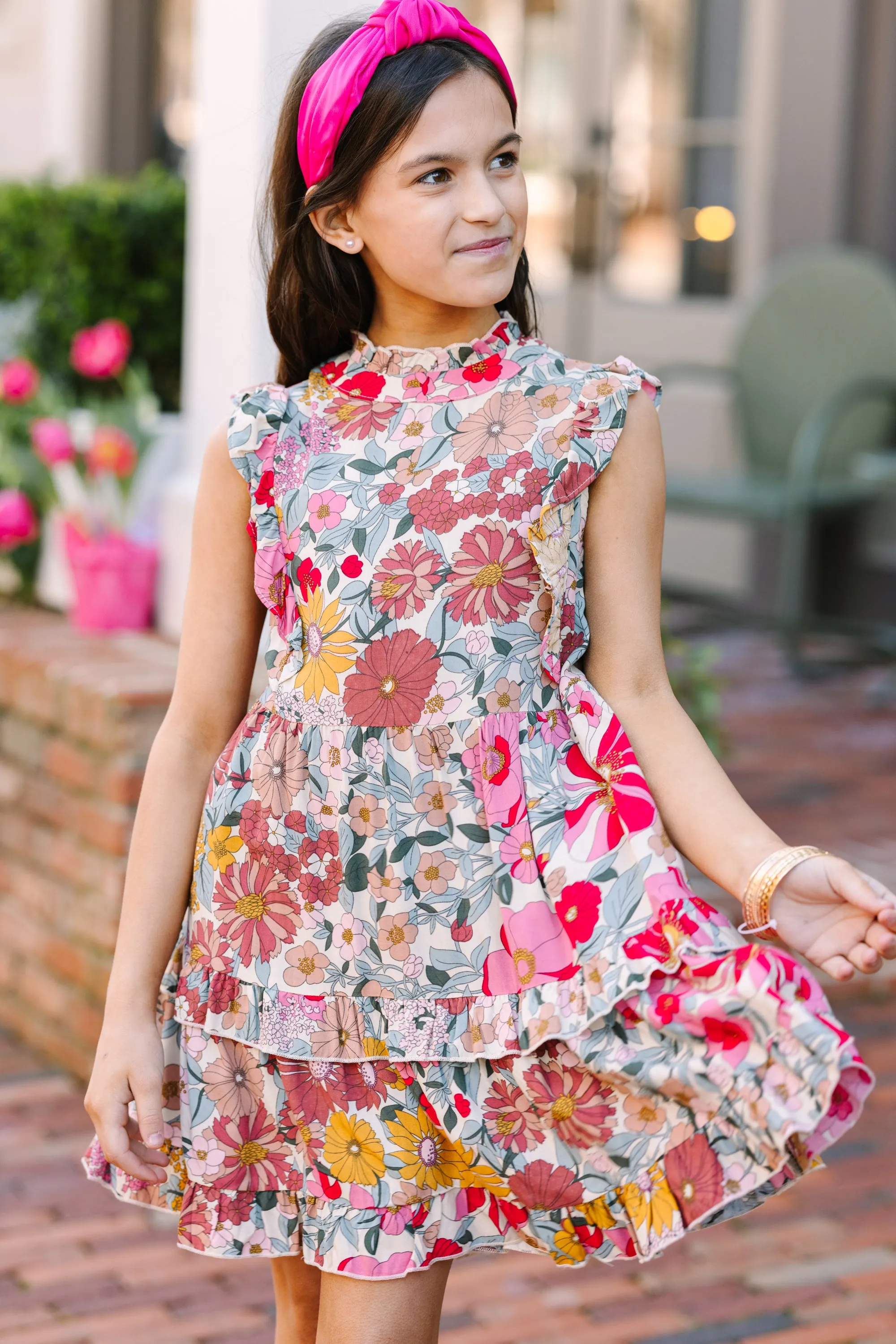 Girls: Kept Promises Pink Floral Babydoll Dress