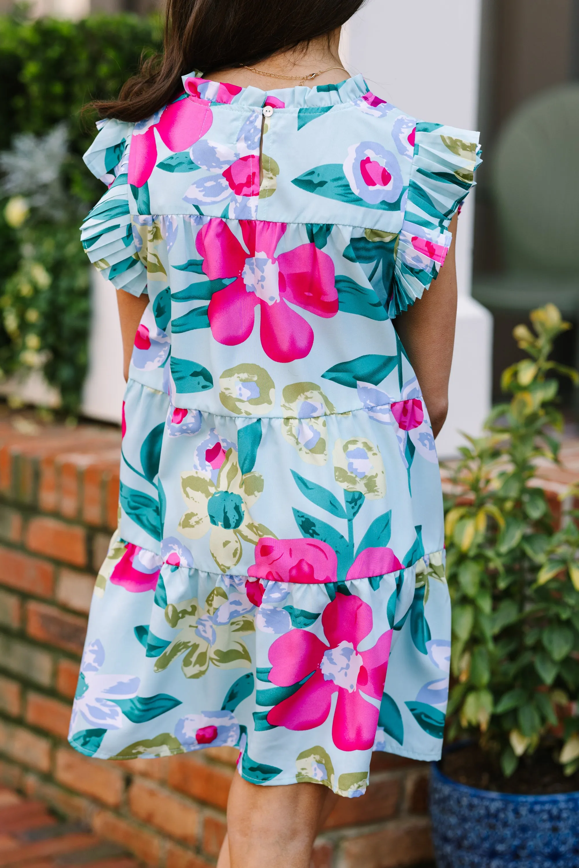 Girls: Make My Day Sage Green Floral Babydoll Dress