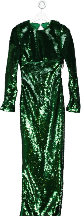 House of CB Belle Sequin Dress Pine Green UK XS