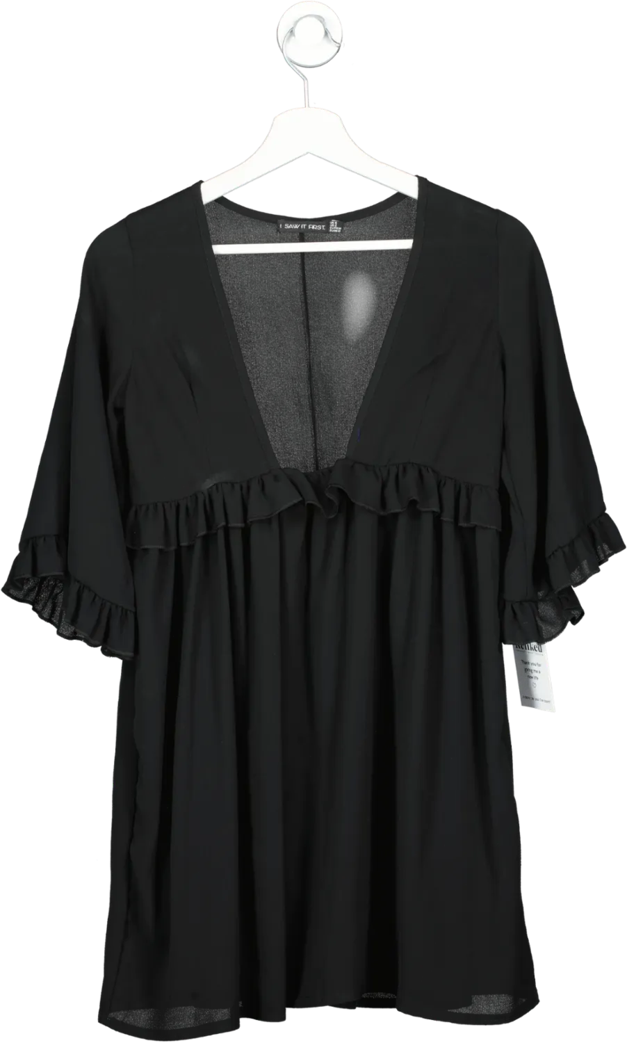 I saw it first Black Sheer V Neck Cover Up Dress UK 6