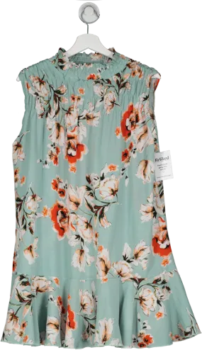 In The Style Blue Floral Print Sleeveless High Neck Mini Dress UK 8