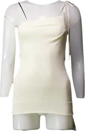 JACQUEMUS Cream Ivory Fine Knit One Shoulder Top Fr38 UK 10