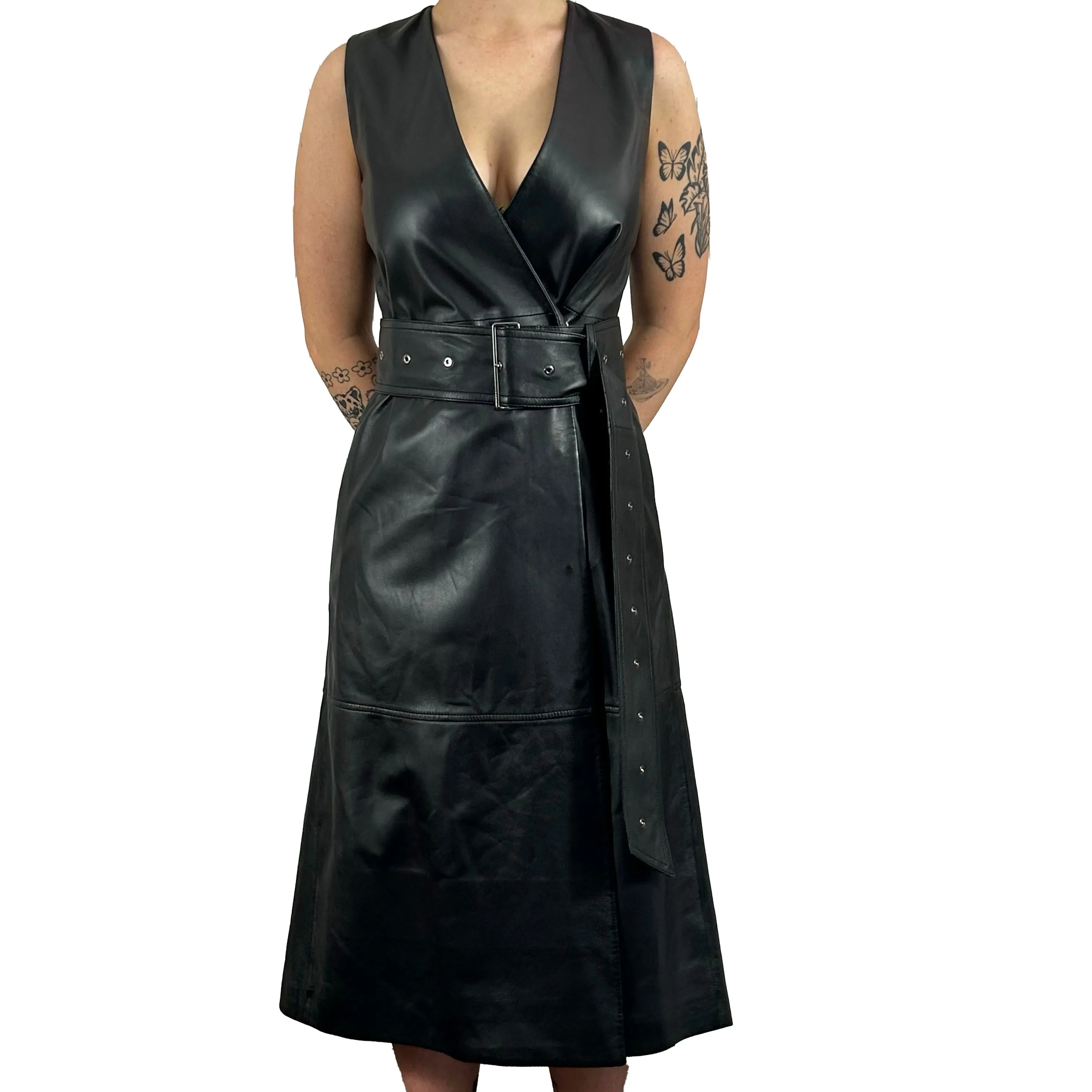 Joseph 1345 Black Dibo Nappa Leather Dress S