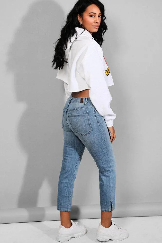 Light Blue Low-Waist Denim Capri Jeans