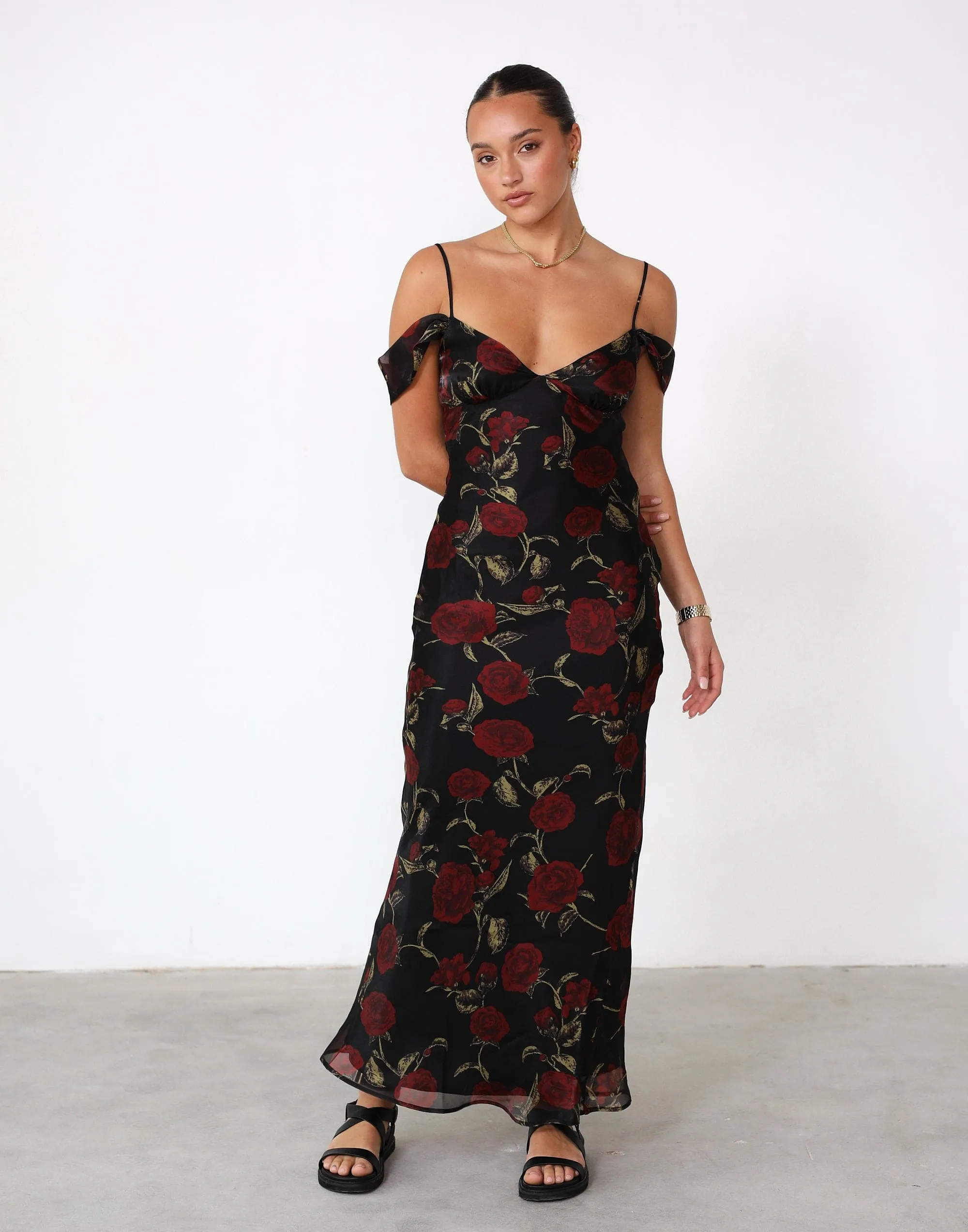 Lily Maxi Dress (Black Floral)