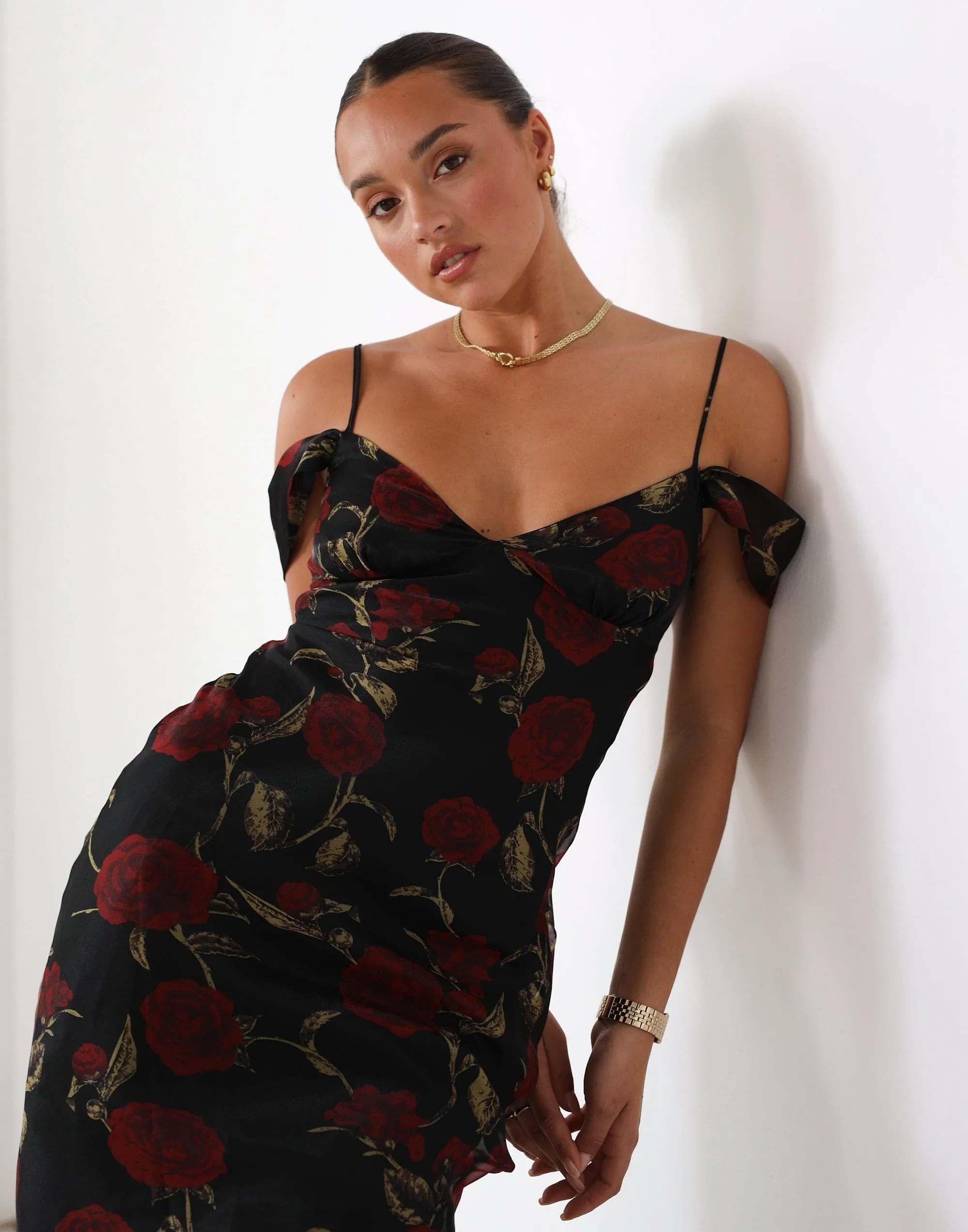 Lily Maxi Dress (Black Floral)