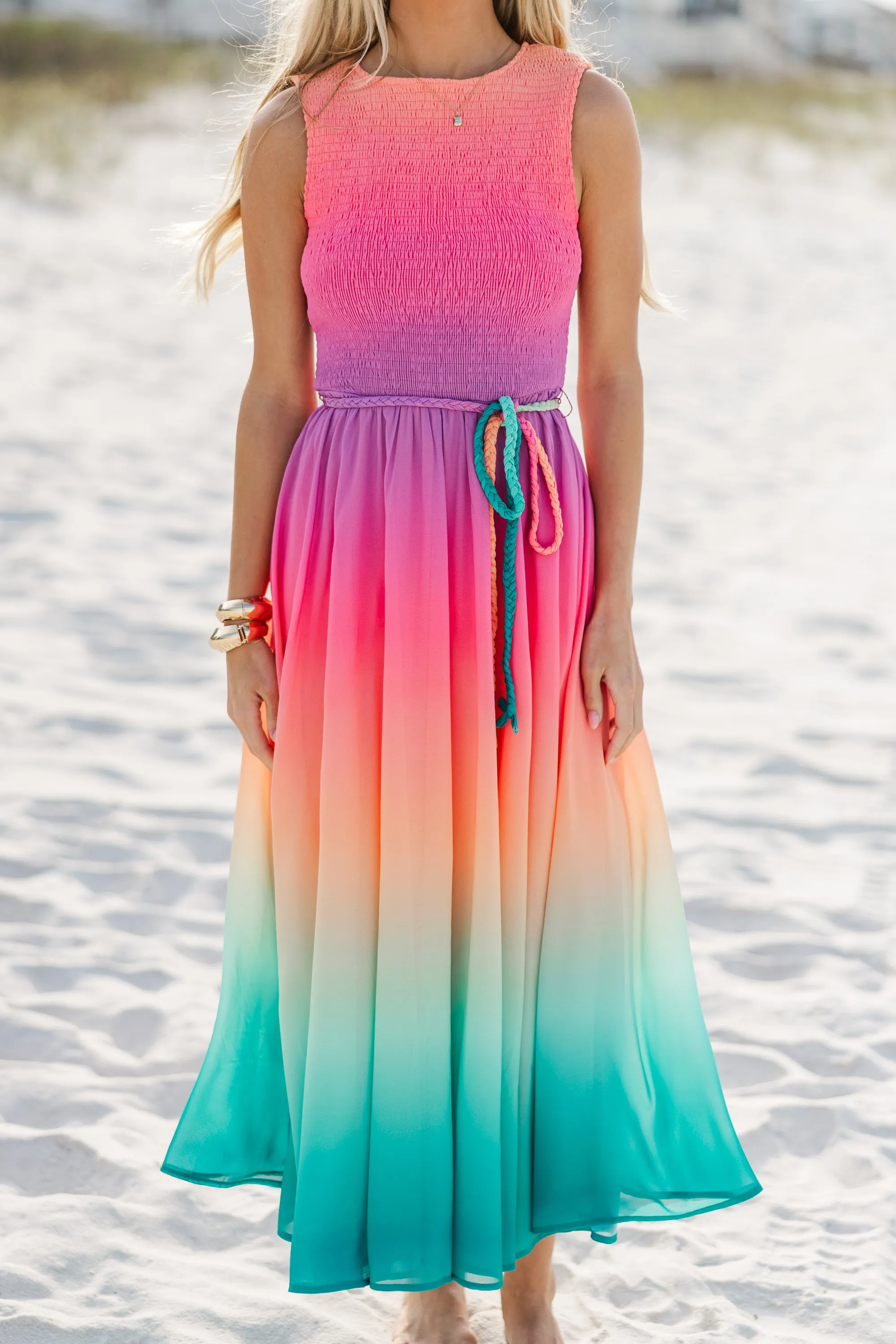 Living On The Edge Pink Ombre Maxi Dress