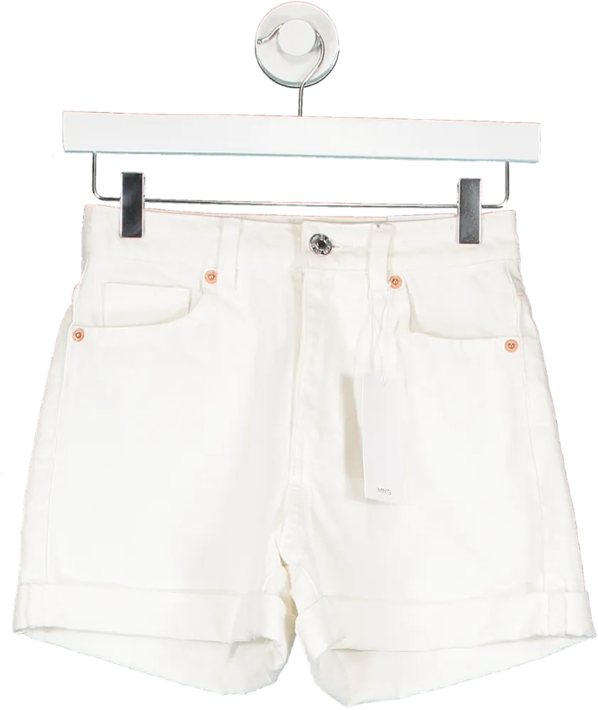 MANGO White Mom Fit Denim Shorts UK 4