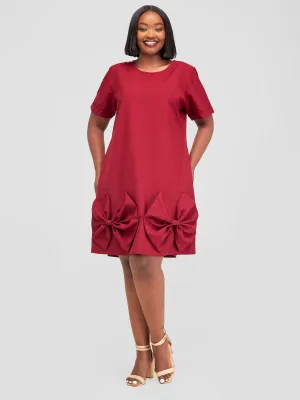 Mariste Tausi Shift Dress - Maroon