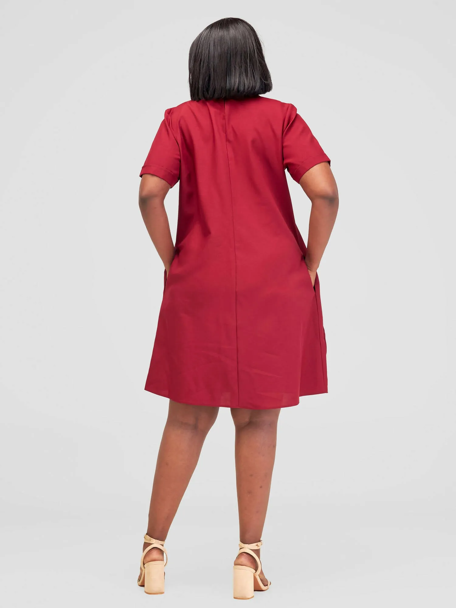 Mariste Tausi Shift Dress - Maroon