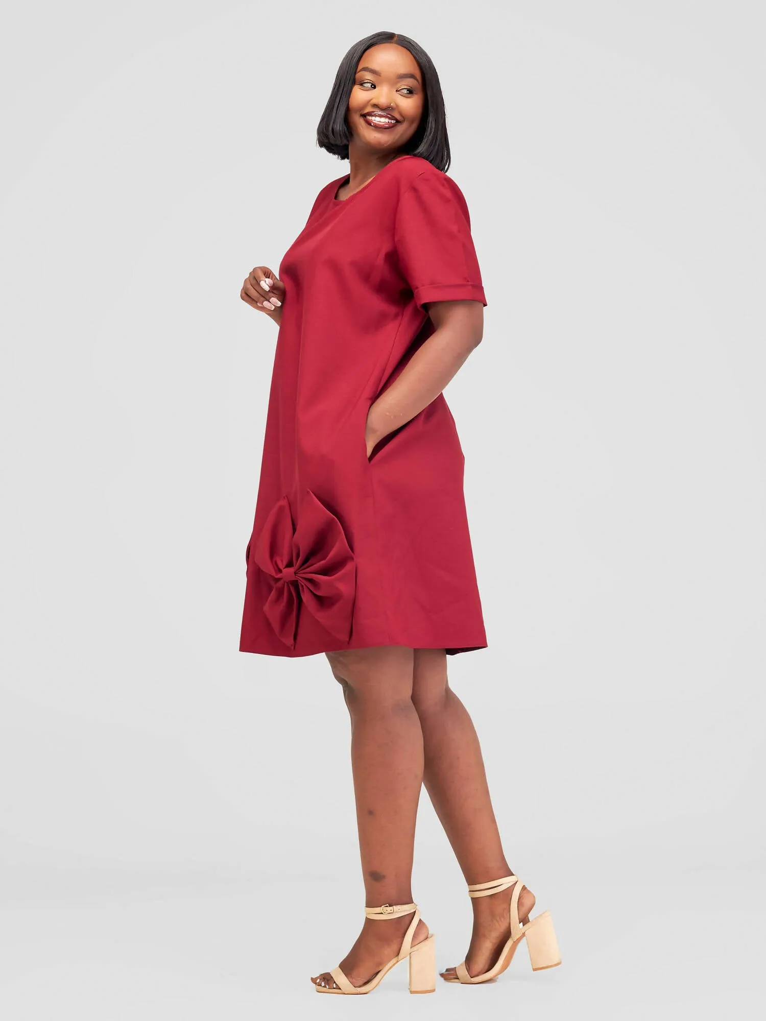 Mariste Tausi Shift Dress - Maroon