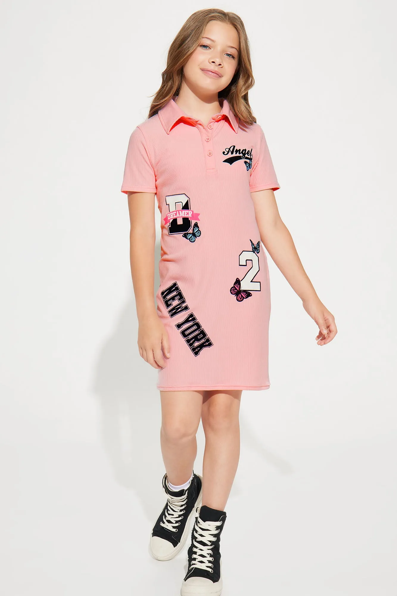 Mini Way With Words Yummy Polo Dress - Blush